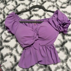 Purple Knot-Front Peplum Top - Women
